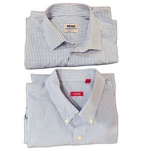 Men’s Button-Up Shirt Bundle XL + XXL Unlisted  IZOD Blue Gingham Check Workwear